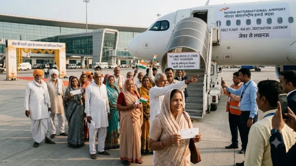 Noida International Airport: जेवर की पहली उड़ान के हमसफर बने जमीनदाता किसान, बयां की खुशी; कहा- साकार हुआ सपना