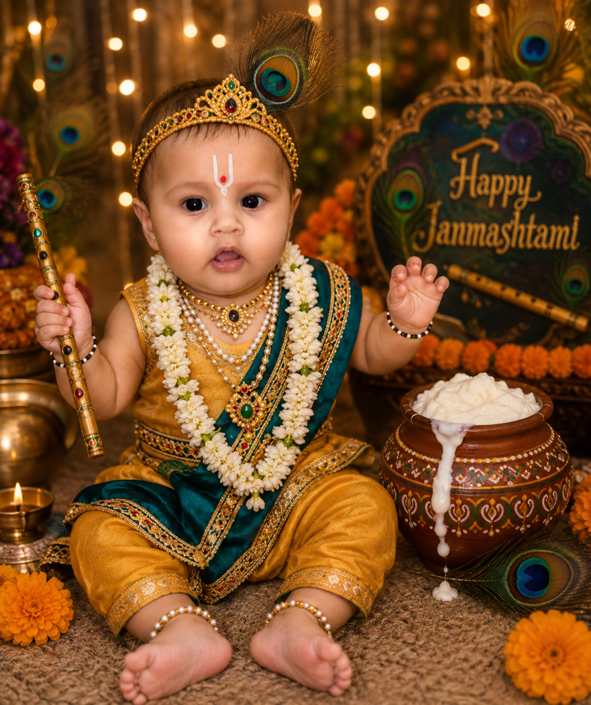 जन्माष्टमी से पहले नन्ही अन्वी शर्मा बनीं राधारानी, मासूम अंदाज़ ने जीता सबका दिल